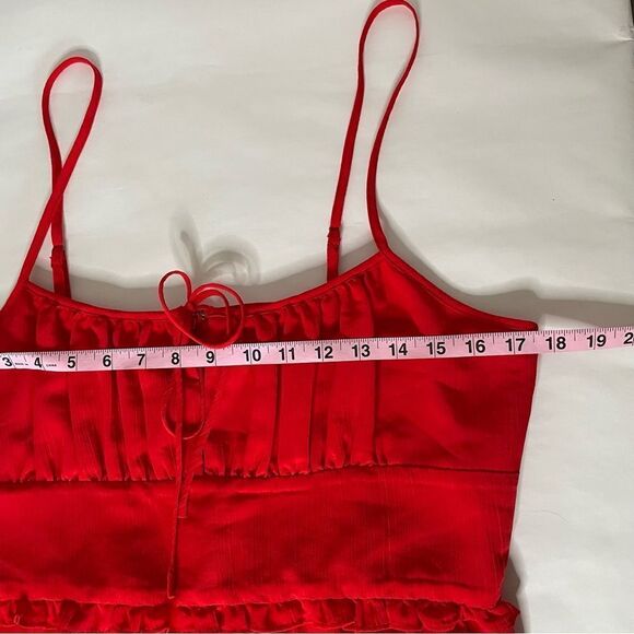 BCBGeneration Revolve womens crinkle poly A-Line Mini Dress chili Red L - Picture 6 of 12